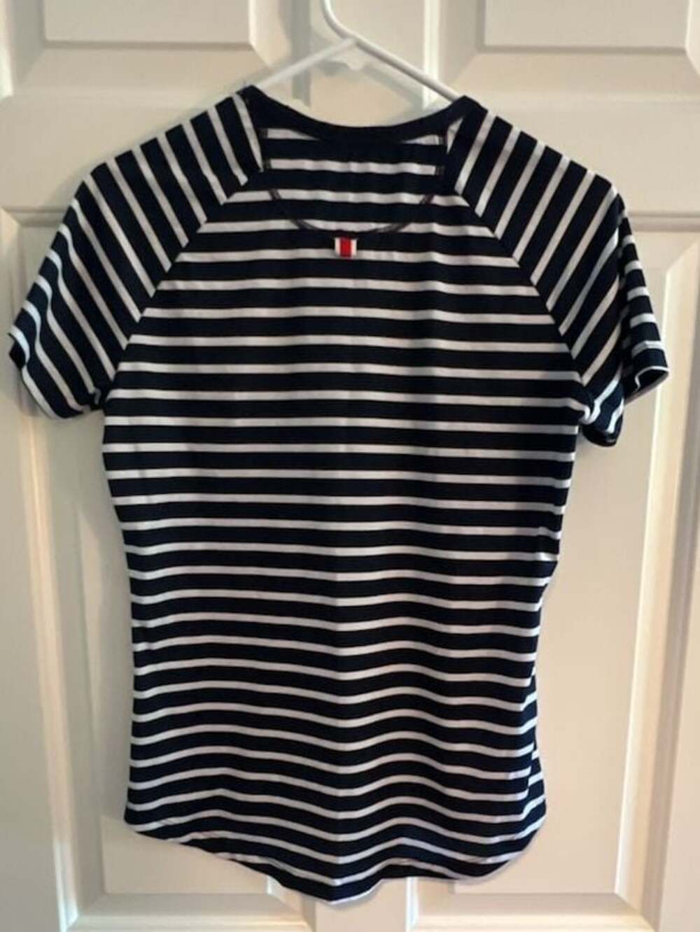 Tracksmith Women's Navy and White Striped Performance Running T-Shirt - Picture 5 of 8